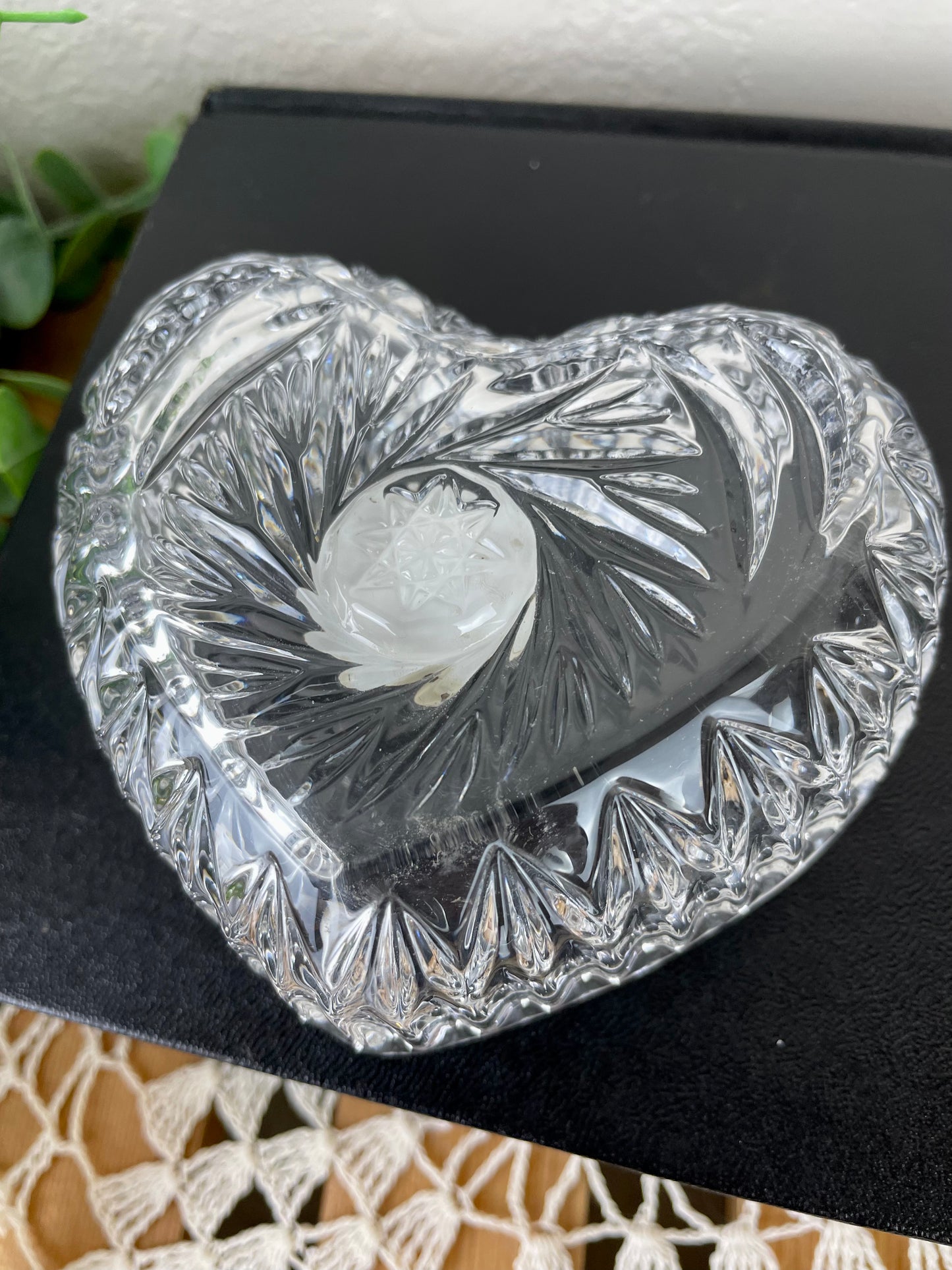 Vintage German Lead Crystal Heart Dish