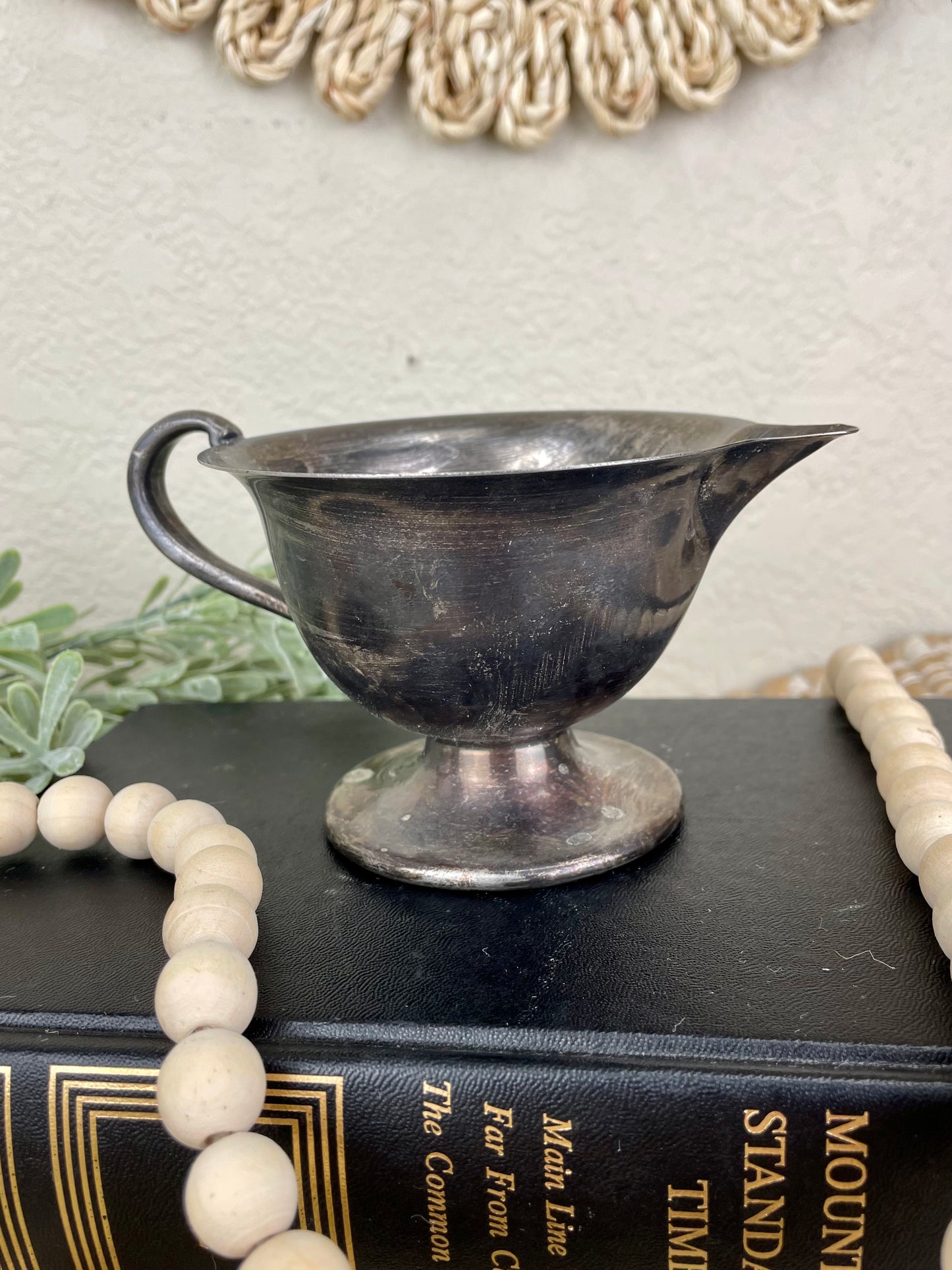 Vintage Tarnished Silver Creamer