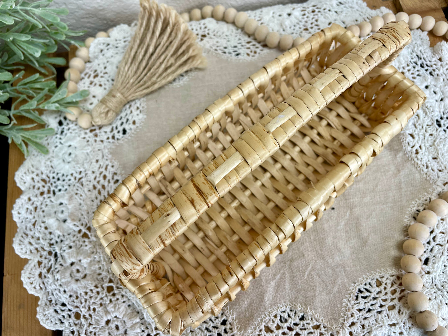 Vintage Wicker Rectangle Basket