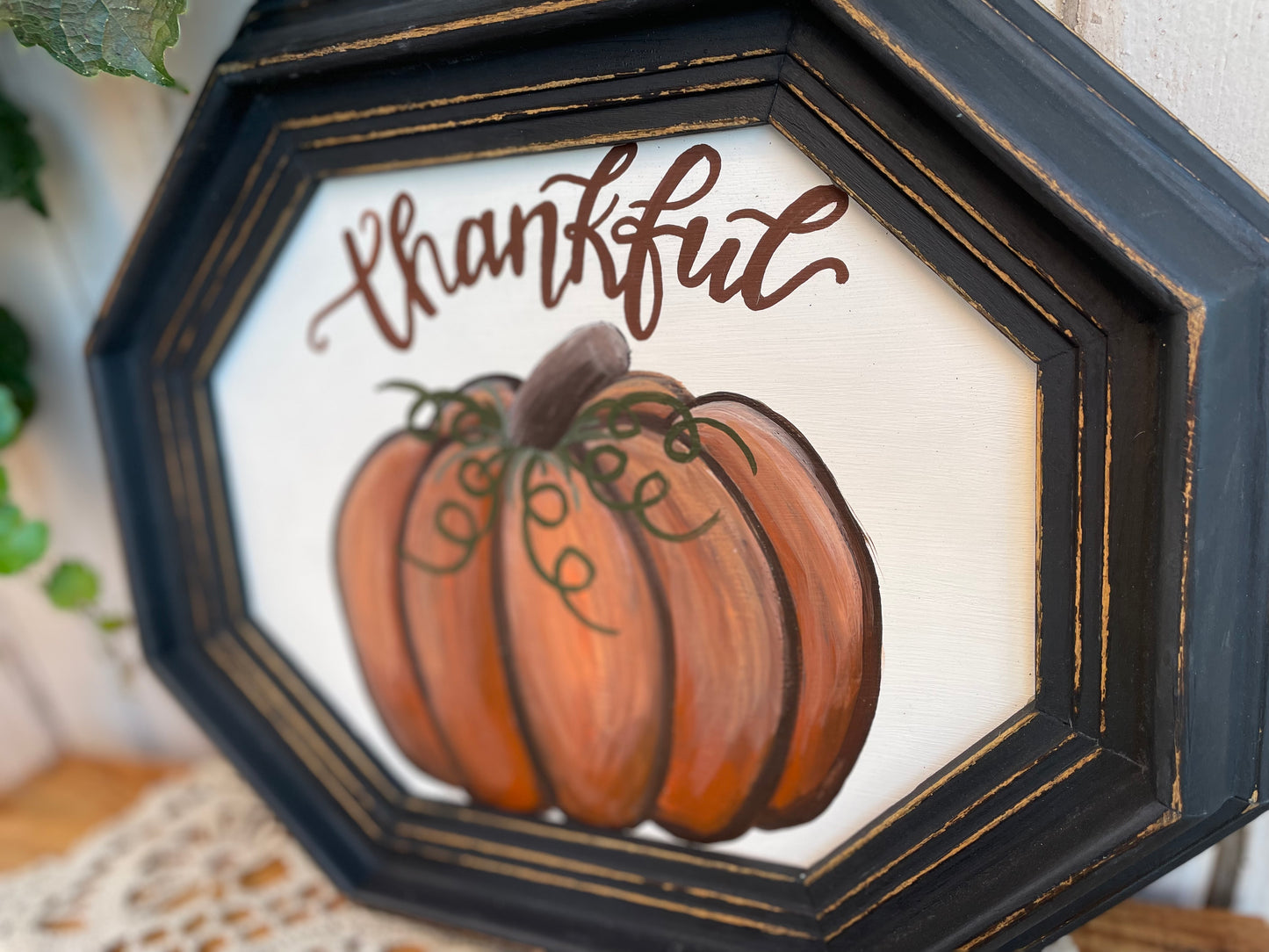 Handmade Upcycled “Thankful” Sign