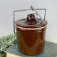 Vintage Brown Cheese Crock with Lid