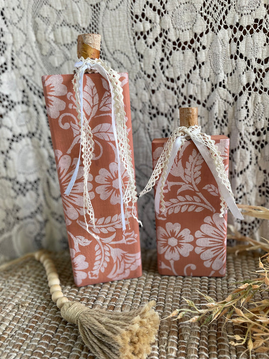 Handmade Reclaimed Wood Light Orange & White Pumpkin Set