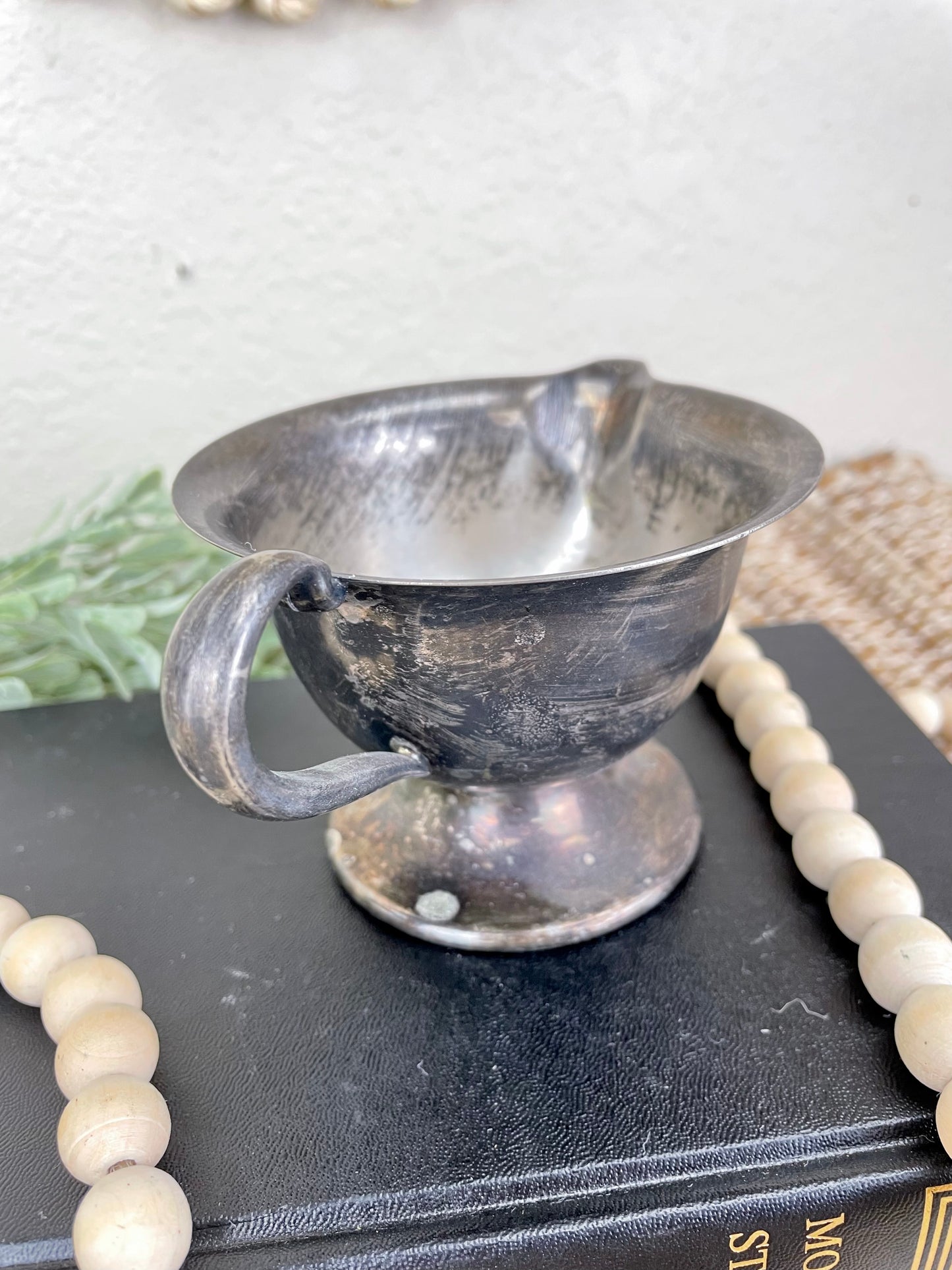 Vintage Tarnished Silver Creamer