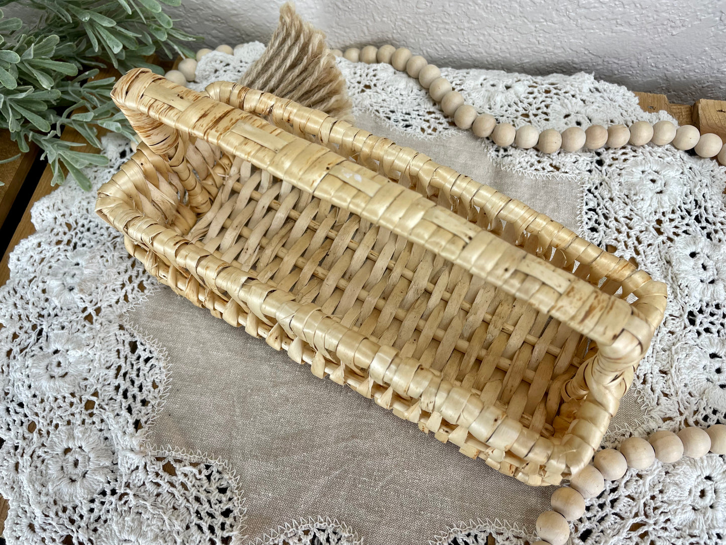 Vintage Wicker Rectangle Basket