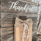 Handmade Barn Wood Peachy Orange “Thankful” Pumpkin Sign