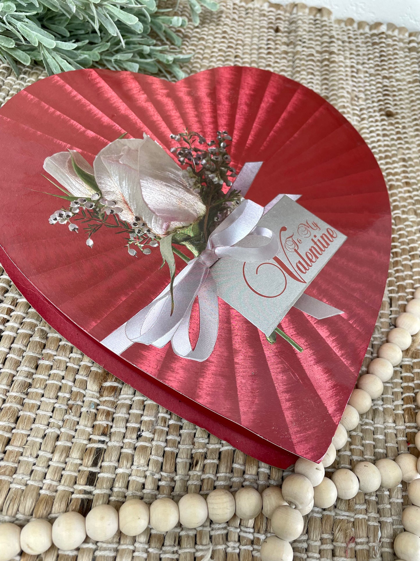 Vintage Valentine Candy Box with White Rose