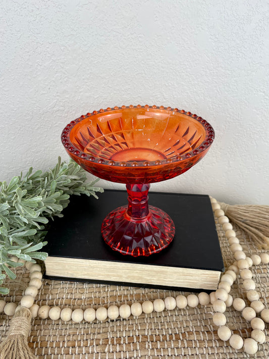 Vintage Jeannette Glass Footed Compote Dish