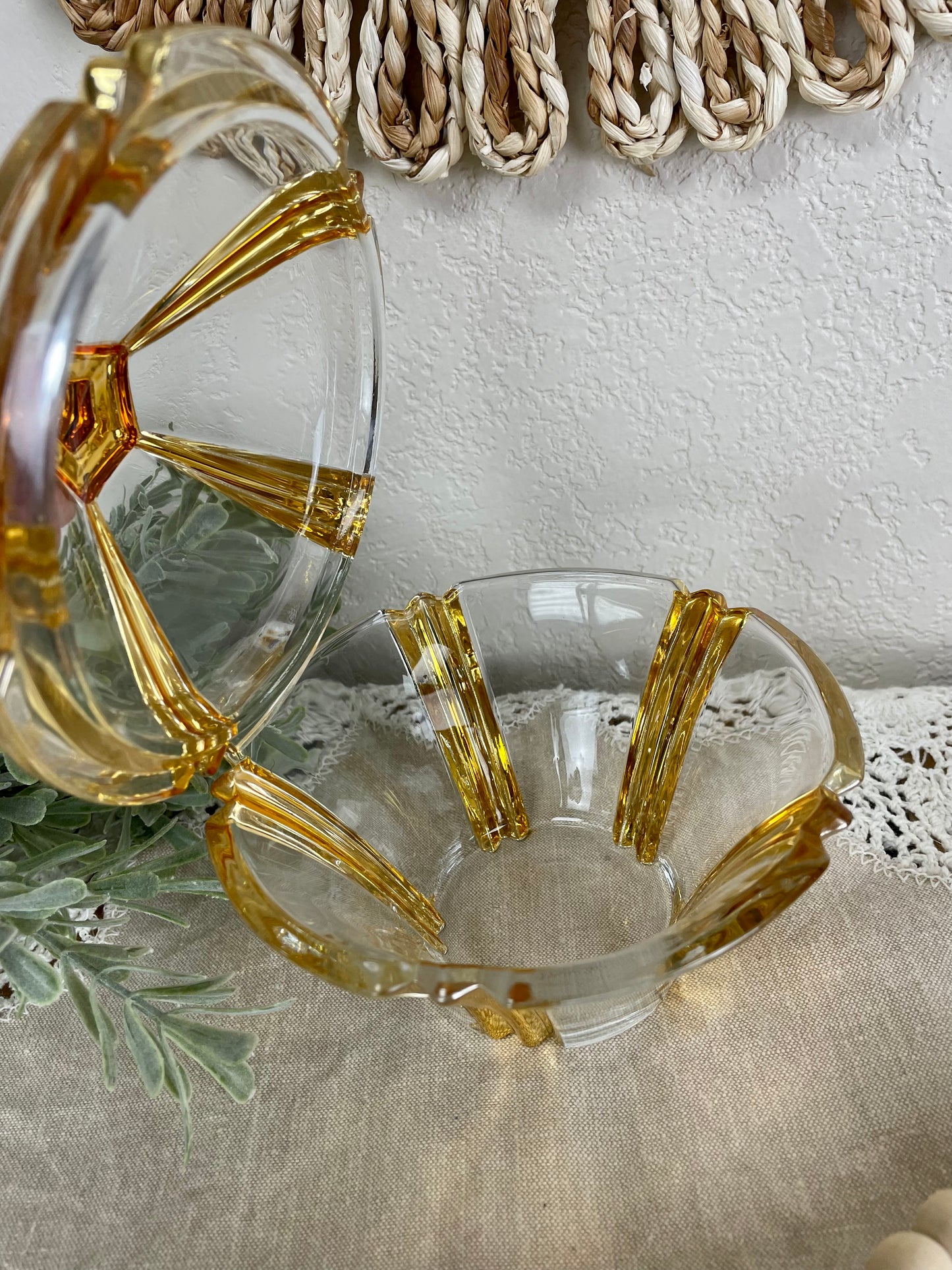 Vintage Glass Dish with Gold Details and Lid