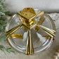 Vintage Glass Dish with Gold Details and Lid