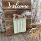 Handmade Barn Wood Light Sage “Welcome” Pumpkin Sign