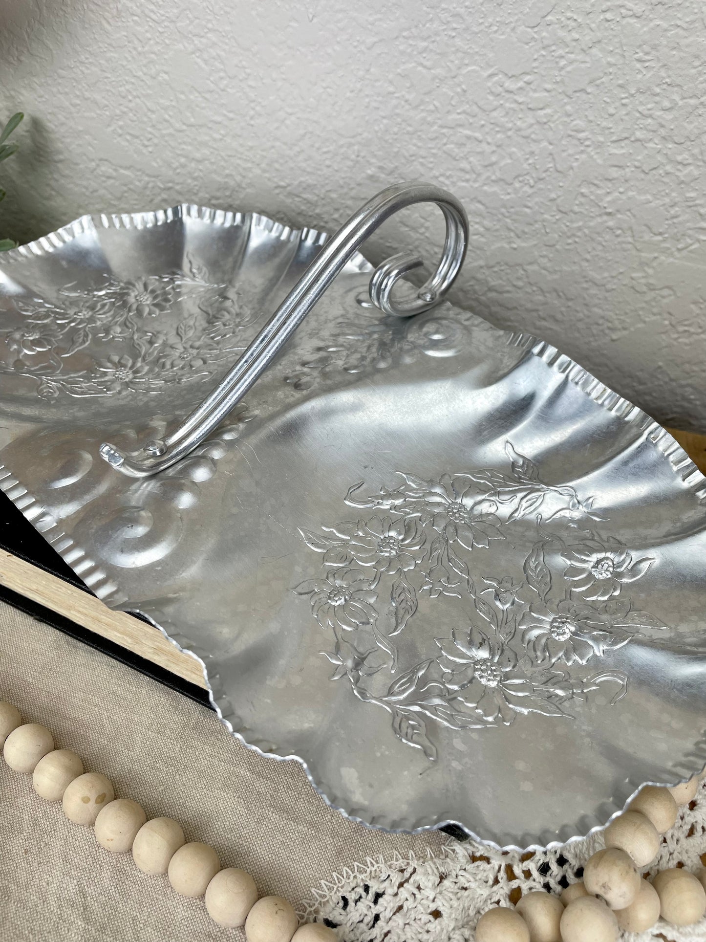 Vintage Mid-Century Hammered Aluminum Tray