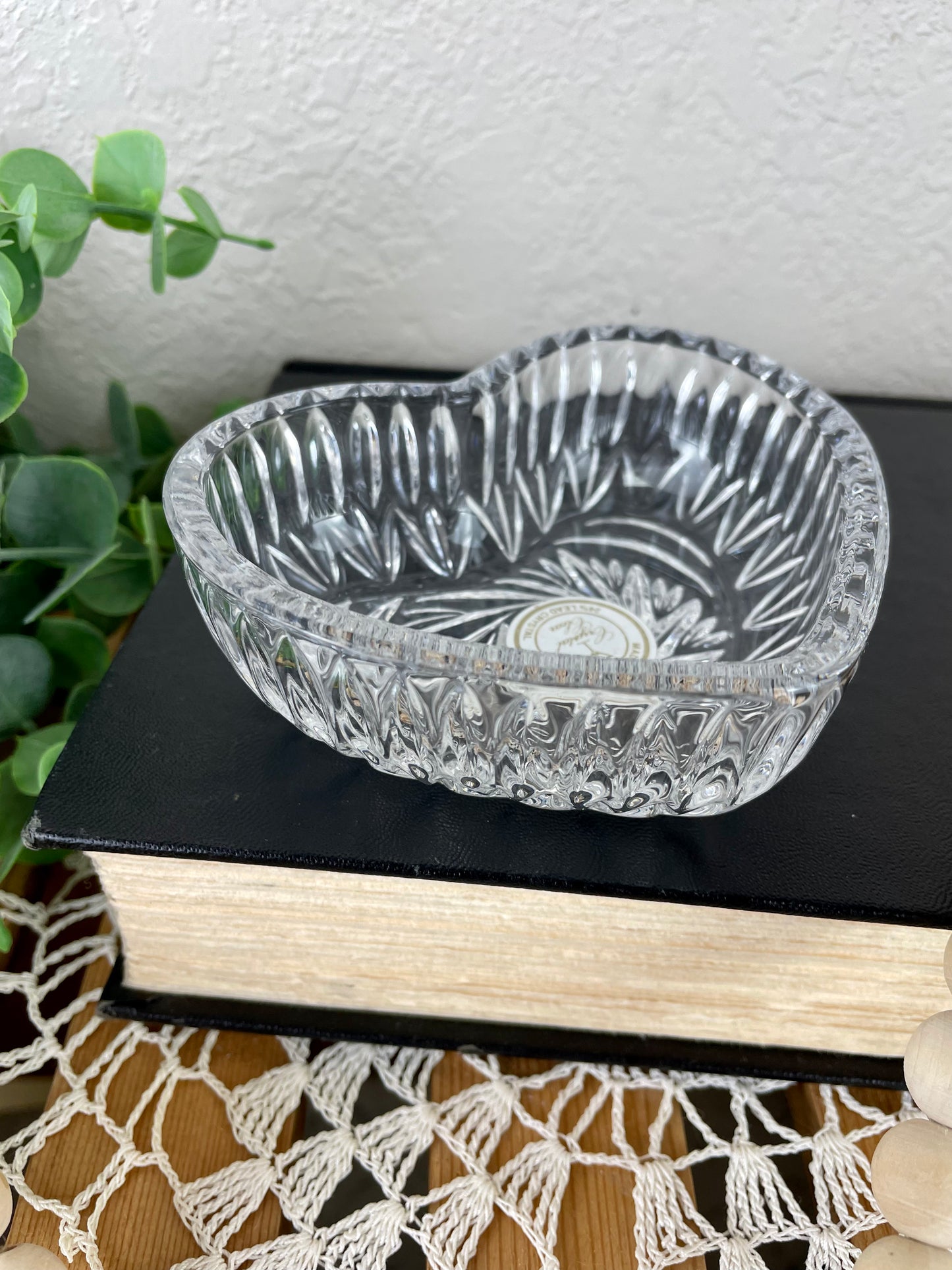 Vintage German Lead Crystal Heart Dish