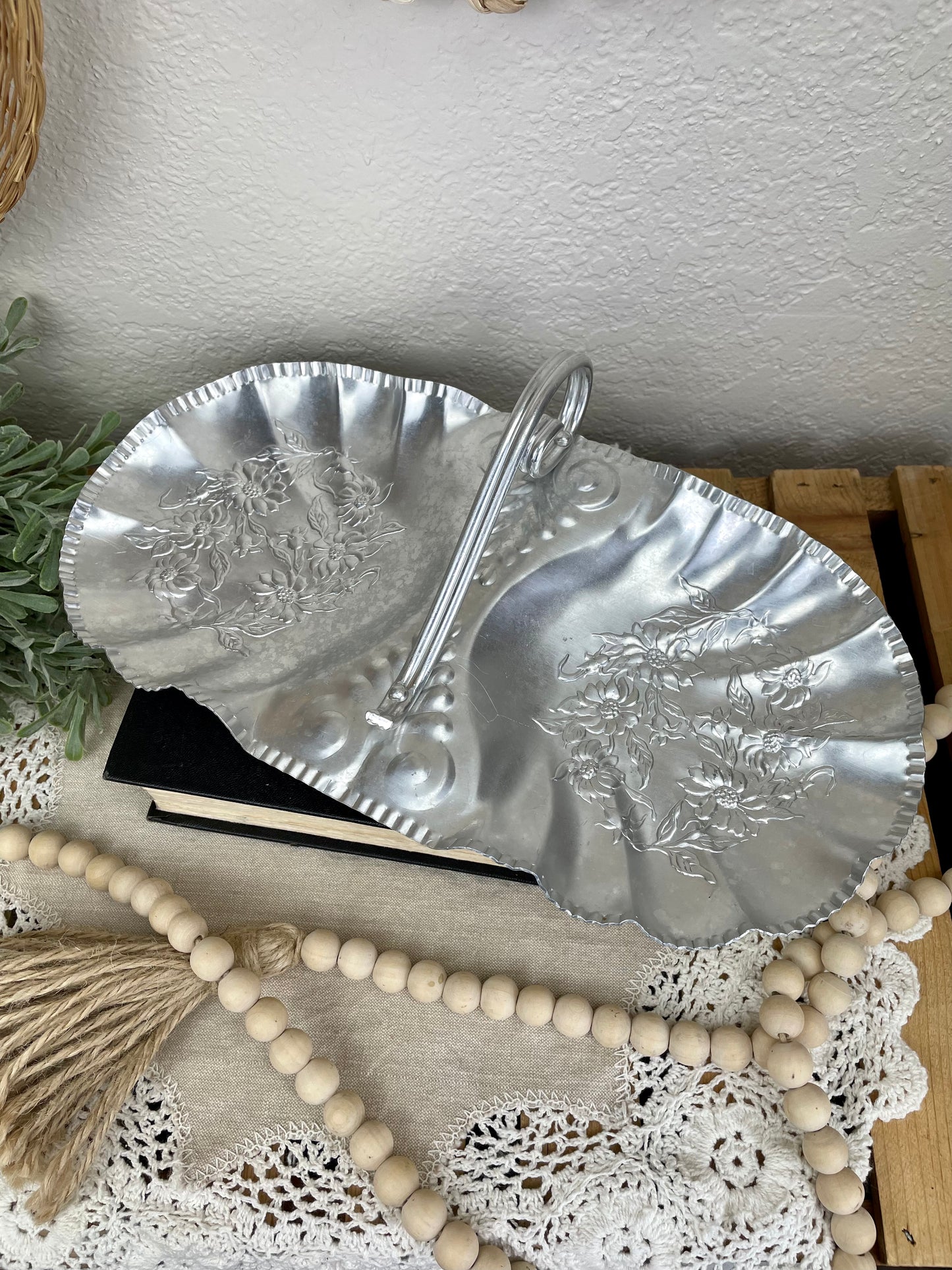 Vintage Mid-Century Hammered Aluminum Tray