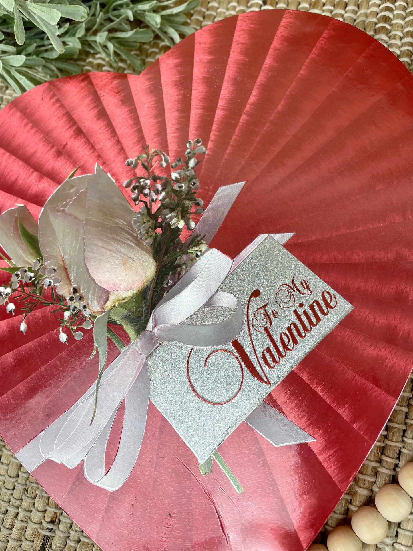 Vintage Valentine Candy Box with White Rose