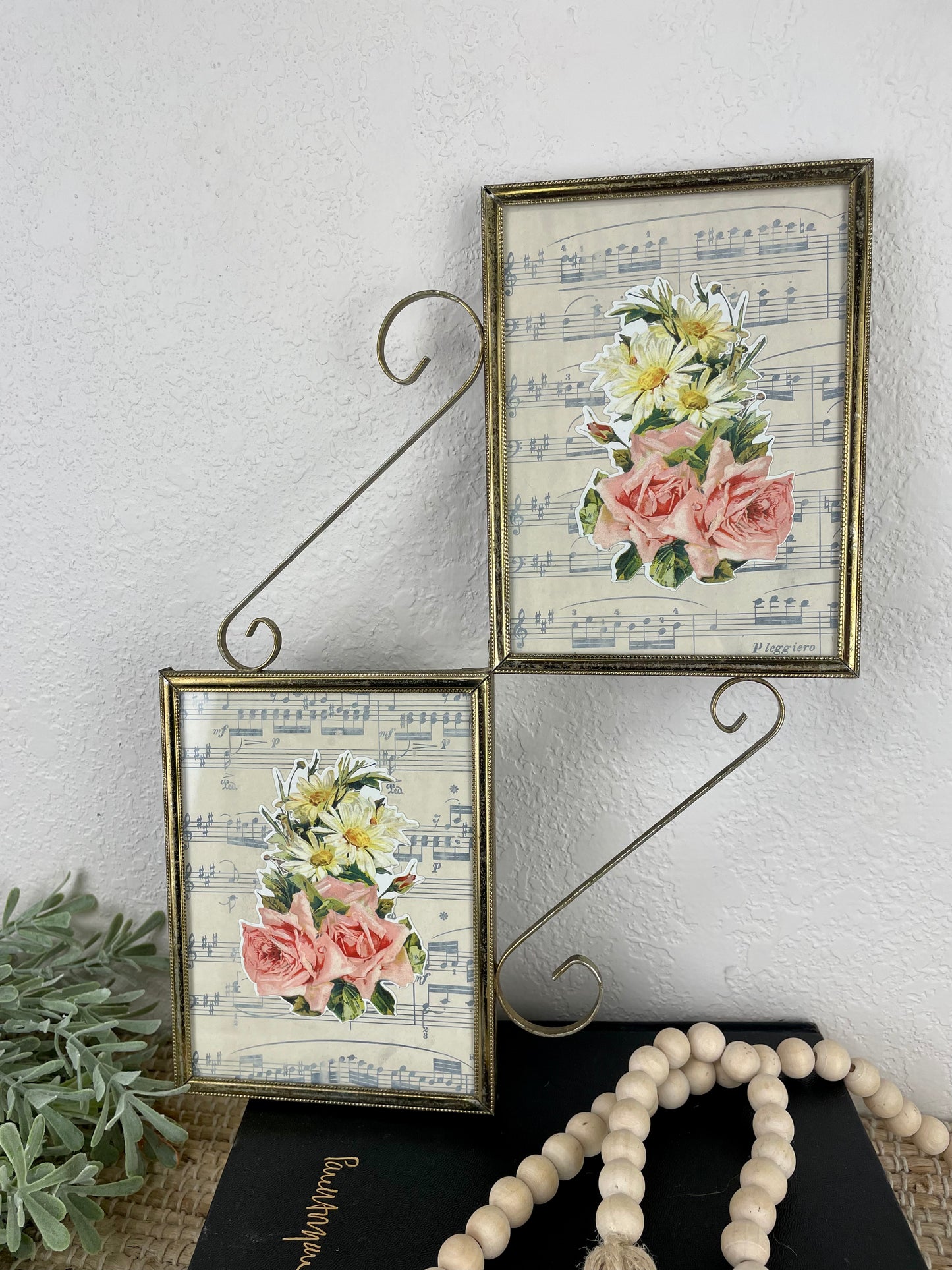 Vintage Brass Hanging Double Frame