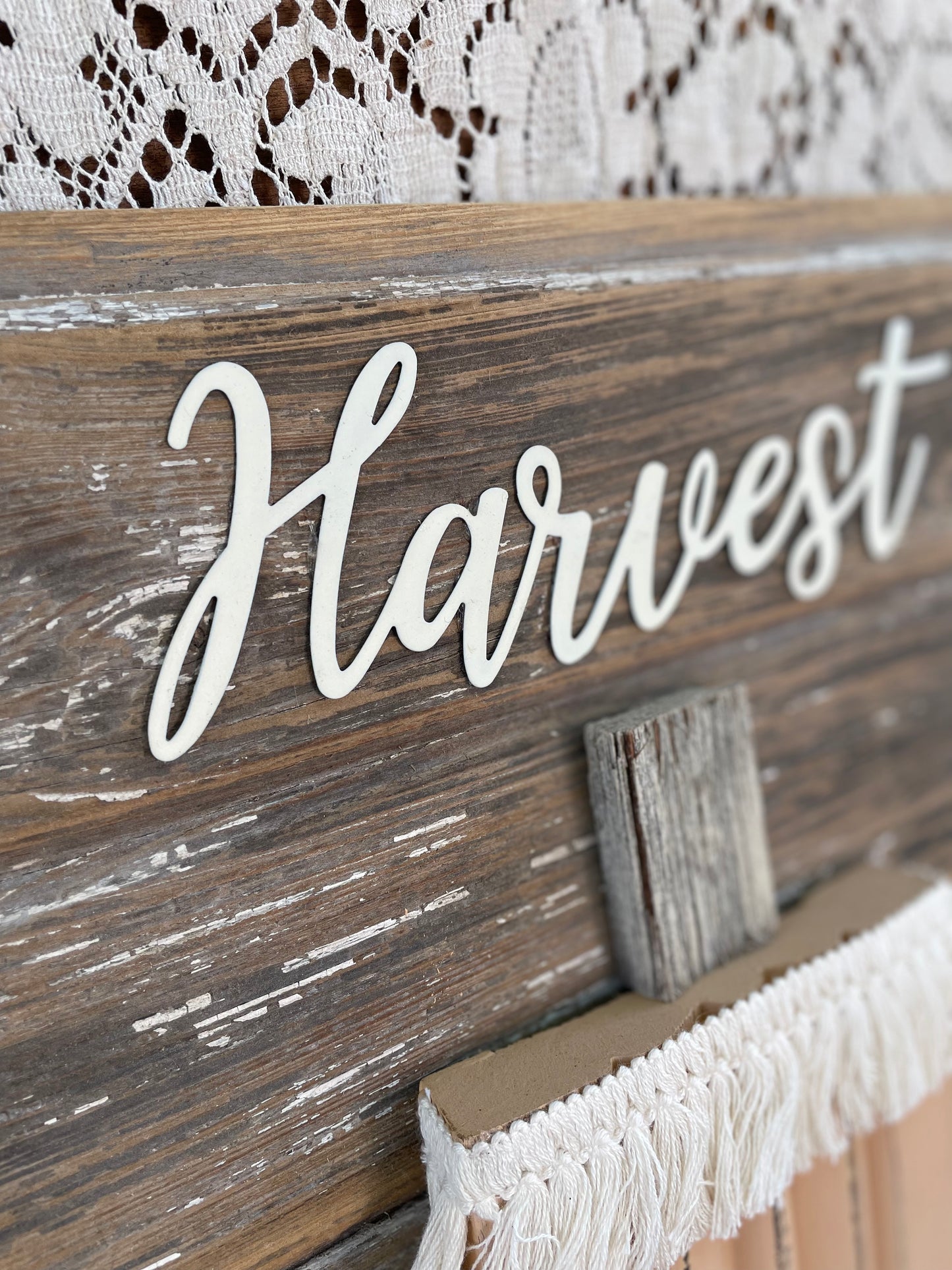 Handmade Barn Wood Peach “Harvest” Pumpkin Sign