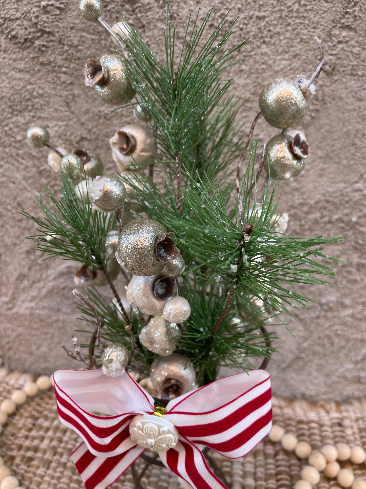 Handmade Upcycled Bed Spring Christmas Floral Arrangement- B