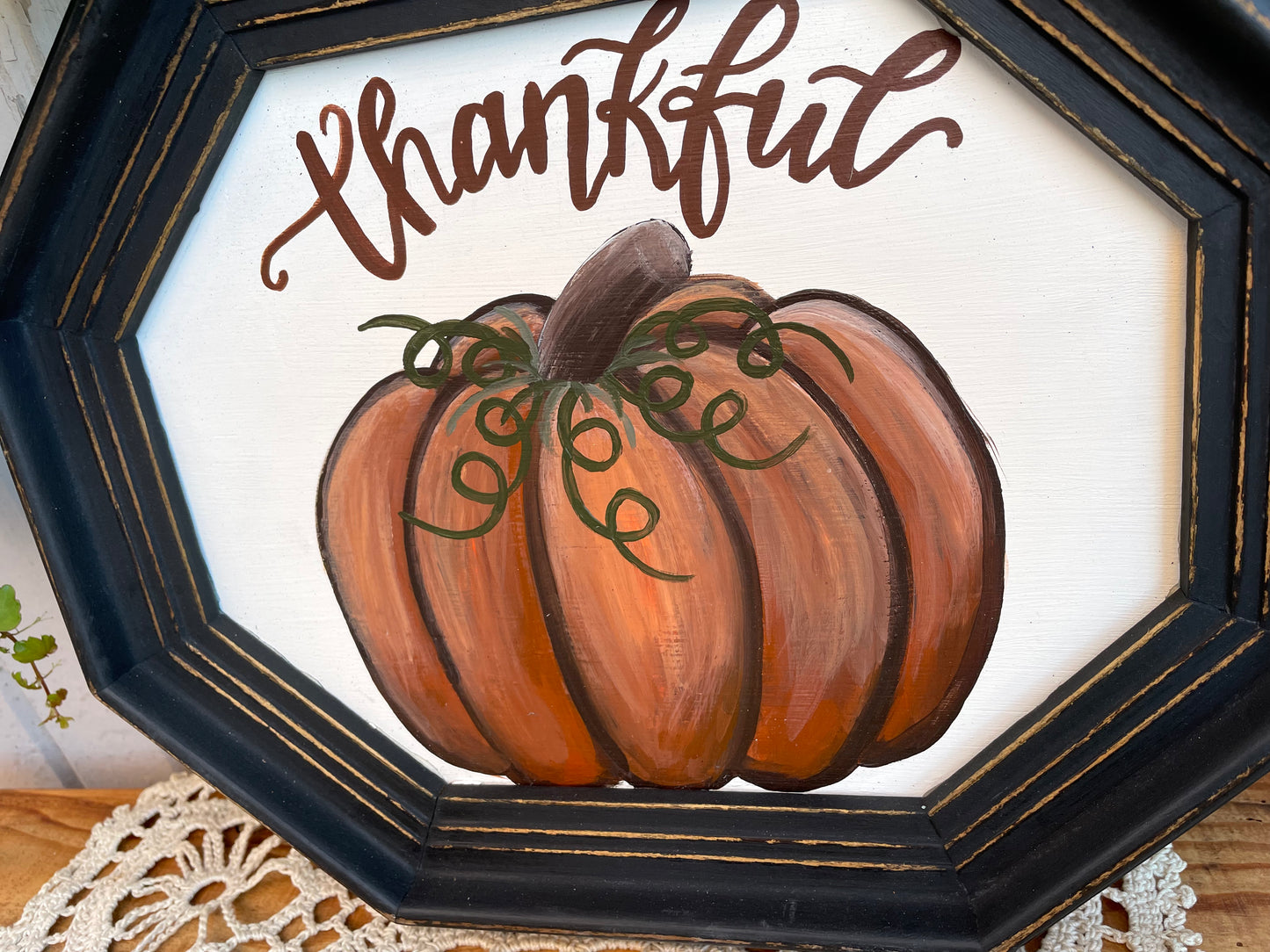 Handmade Upcycled “Thankful” Sign