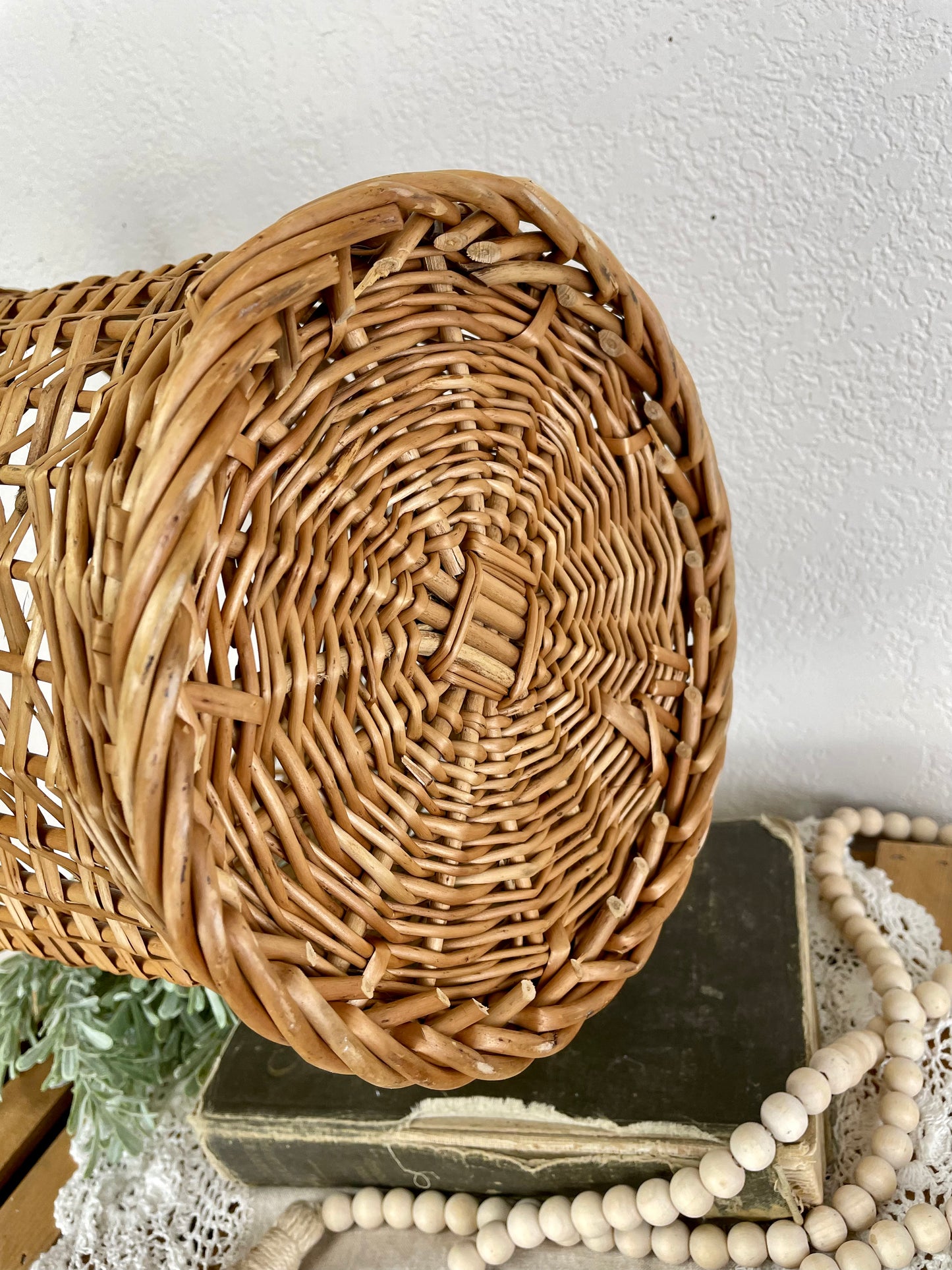 Vintage Tall Wicker Basket