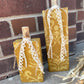 Handmade Reclaimed Wood Mustard Yellow Pumpkin Set