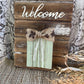 Handmade Barn Wood Light Sage “Welcome” Pumpkin Sign