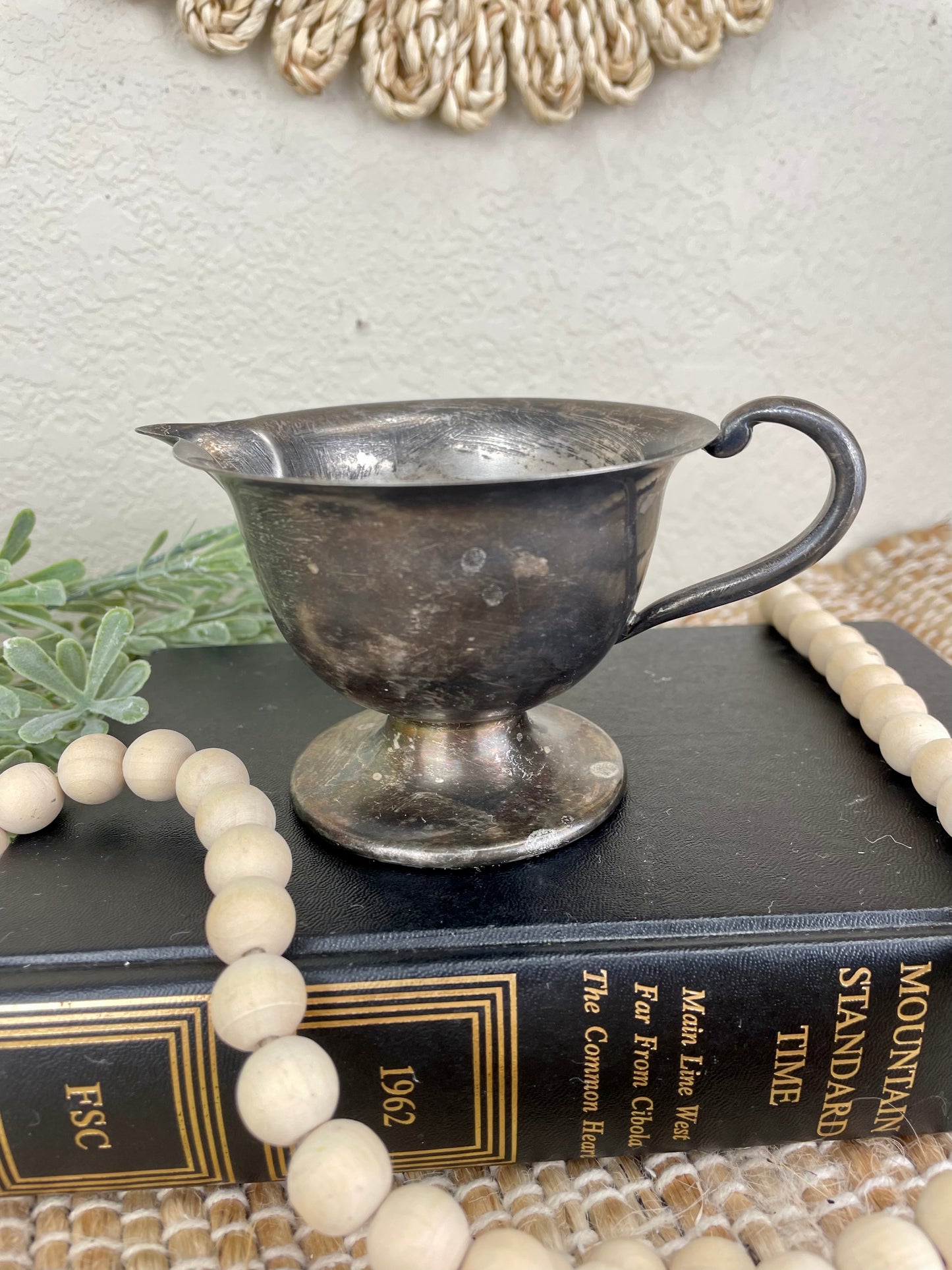 Vintage Tarnished Silver Creamer