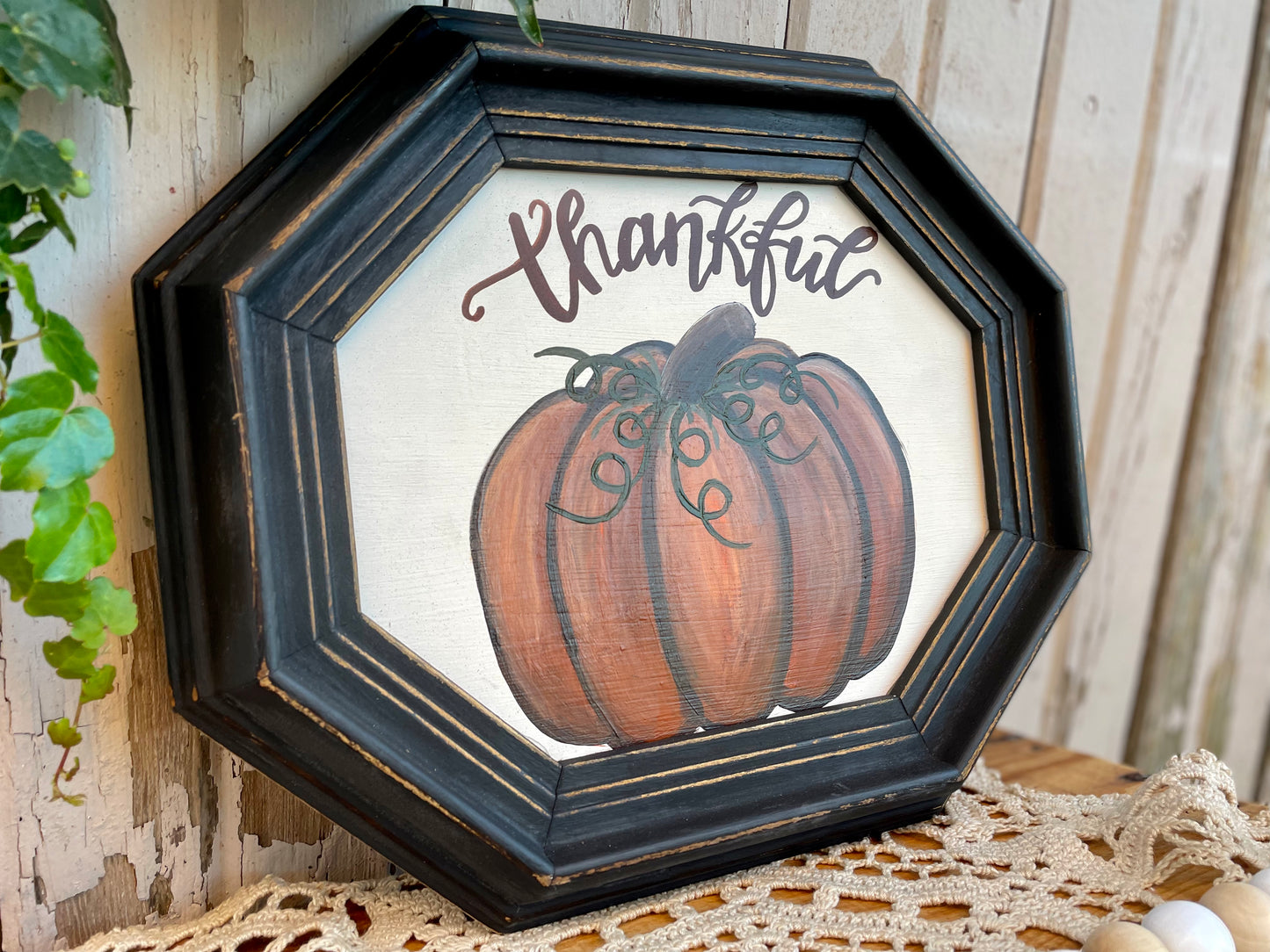 Handmade Upcycled “Thankful” Sign