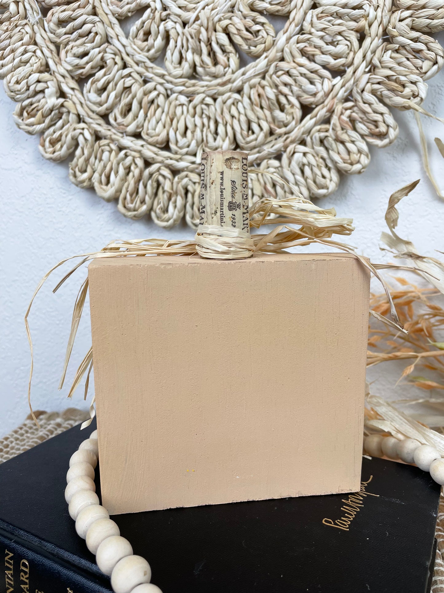 Handmade Reclaimed Wood Peach Boho Pumpkin