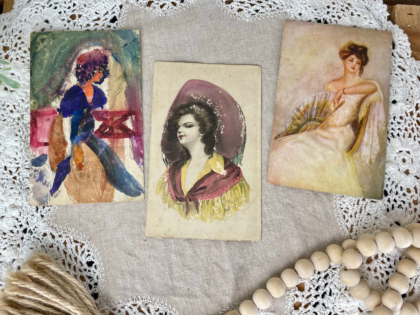 Vintage Victorian Women Postcards Set of 3