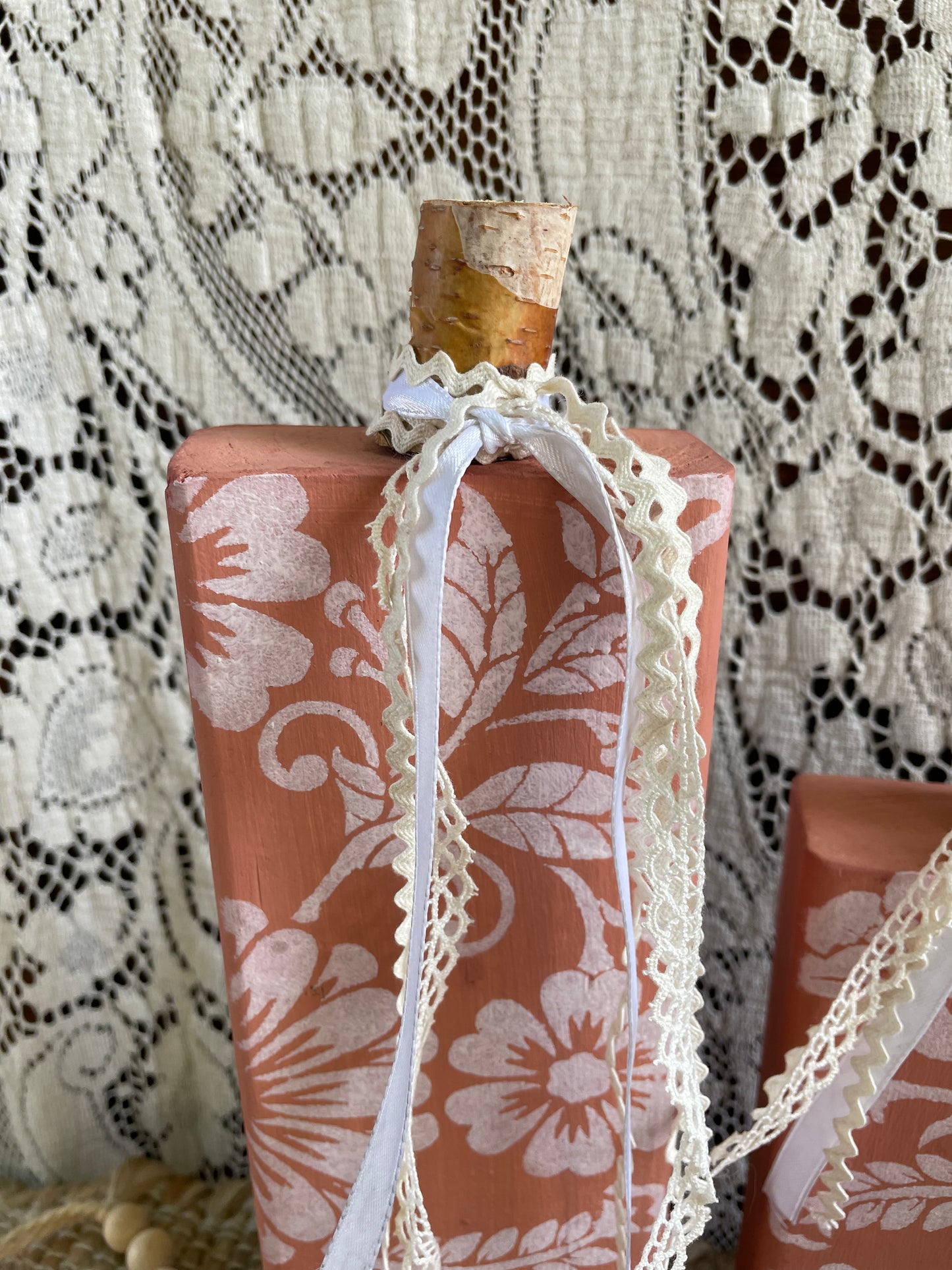 Handmade Reclaimed Wood Light Orange & White Pumpkin Set