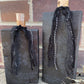 Handmade Reclaimed Black Floral Pumpkin Set