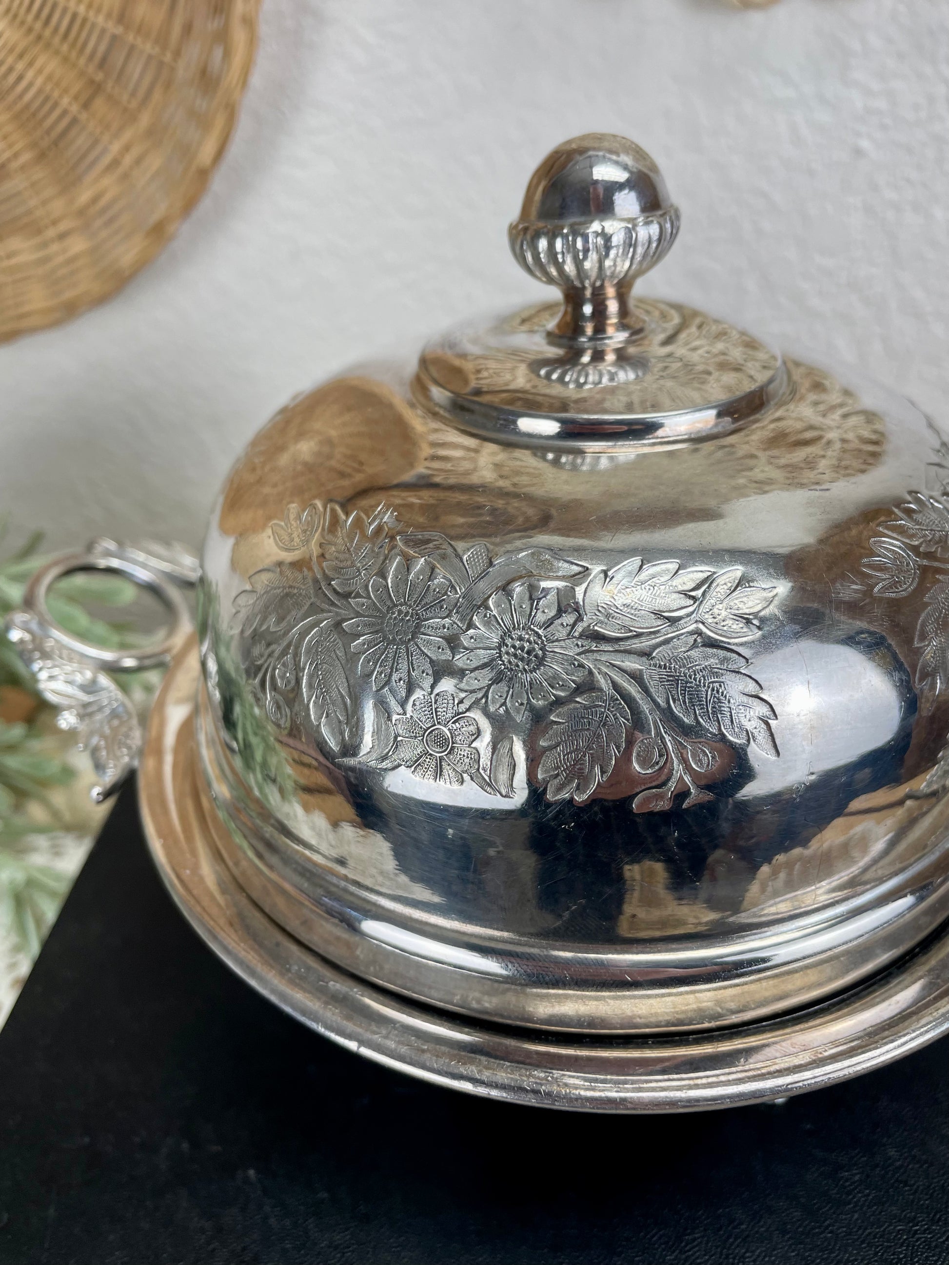 Antique silver 2025 domed butter dish
