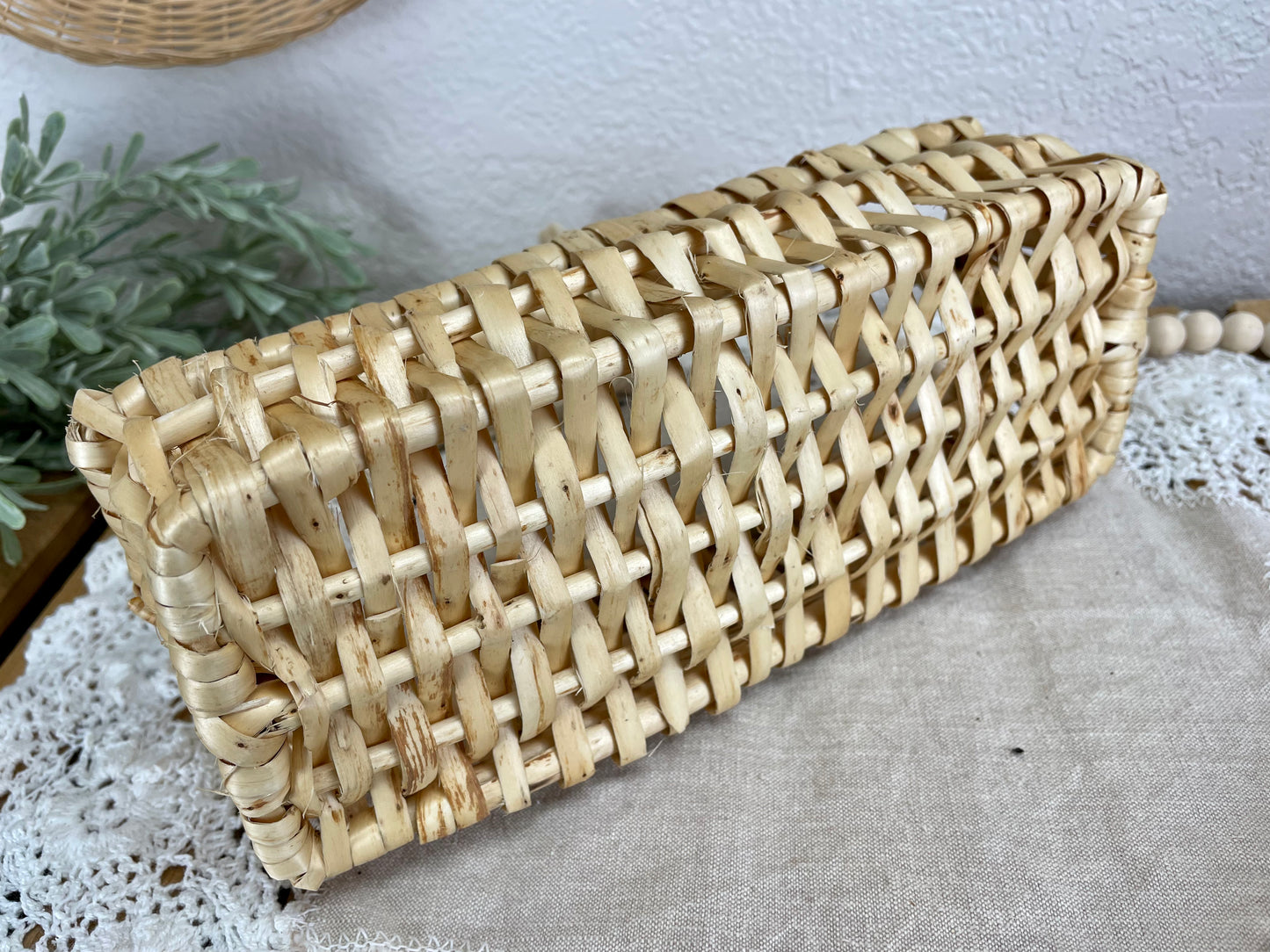 Vintage Wicker Rectangle Basket