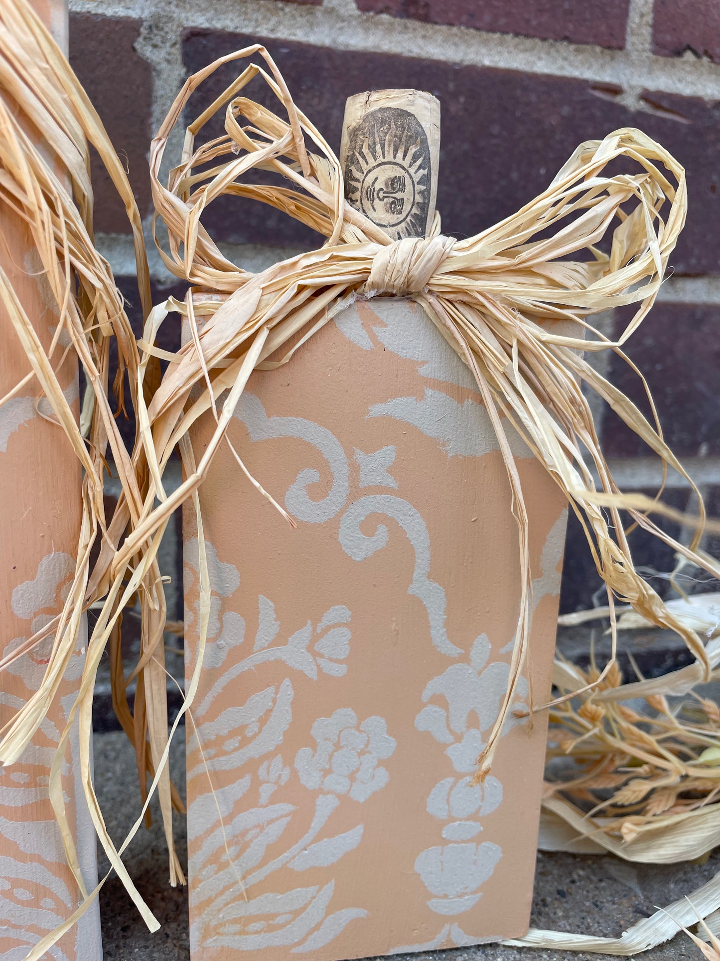 Handmade Reclaimed Light Peach and Beige Pumpkin Set