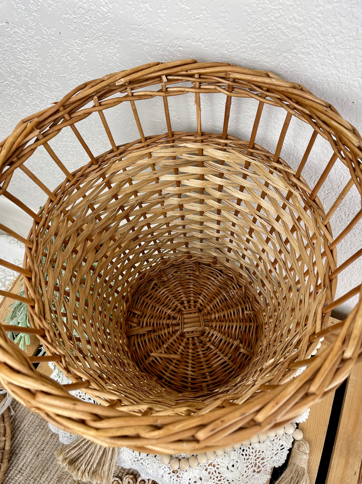 Vintage Tall Wicker Basket