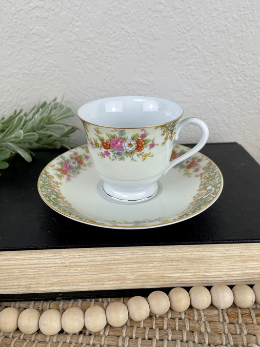 Vintage Noritake Footed Cup & Saucer Tea Set