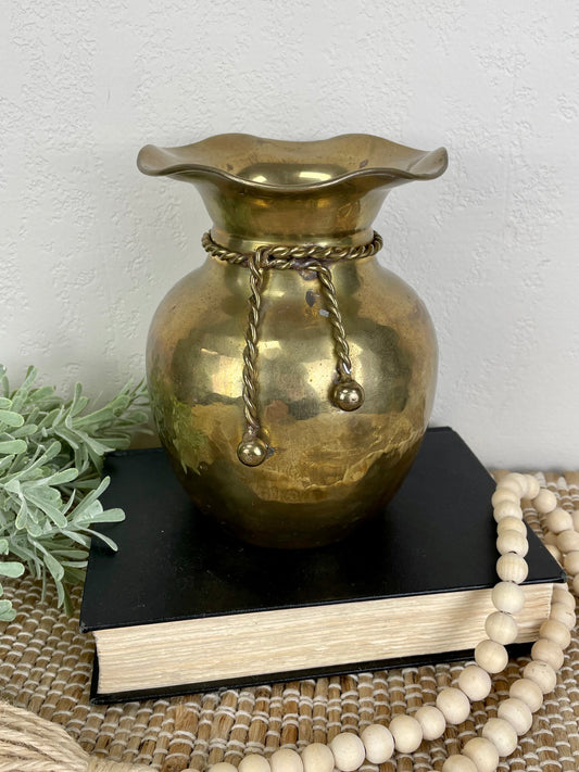 Vintage Hammered Brass India Vase