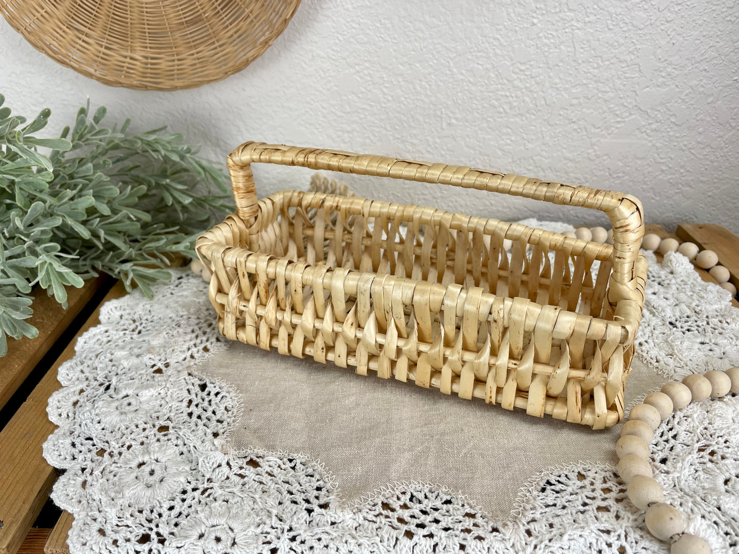 Vintage Wicker Rectangle Basket