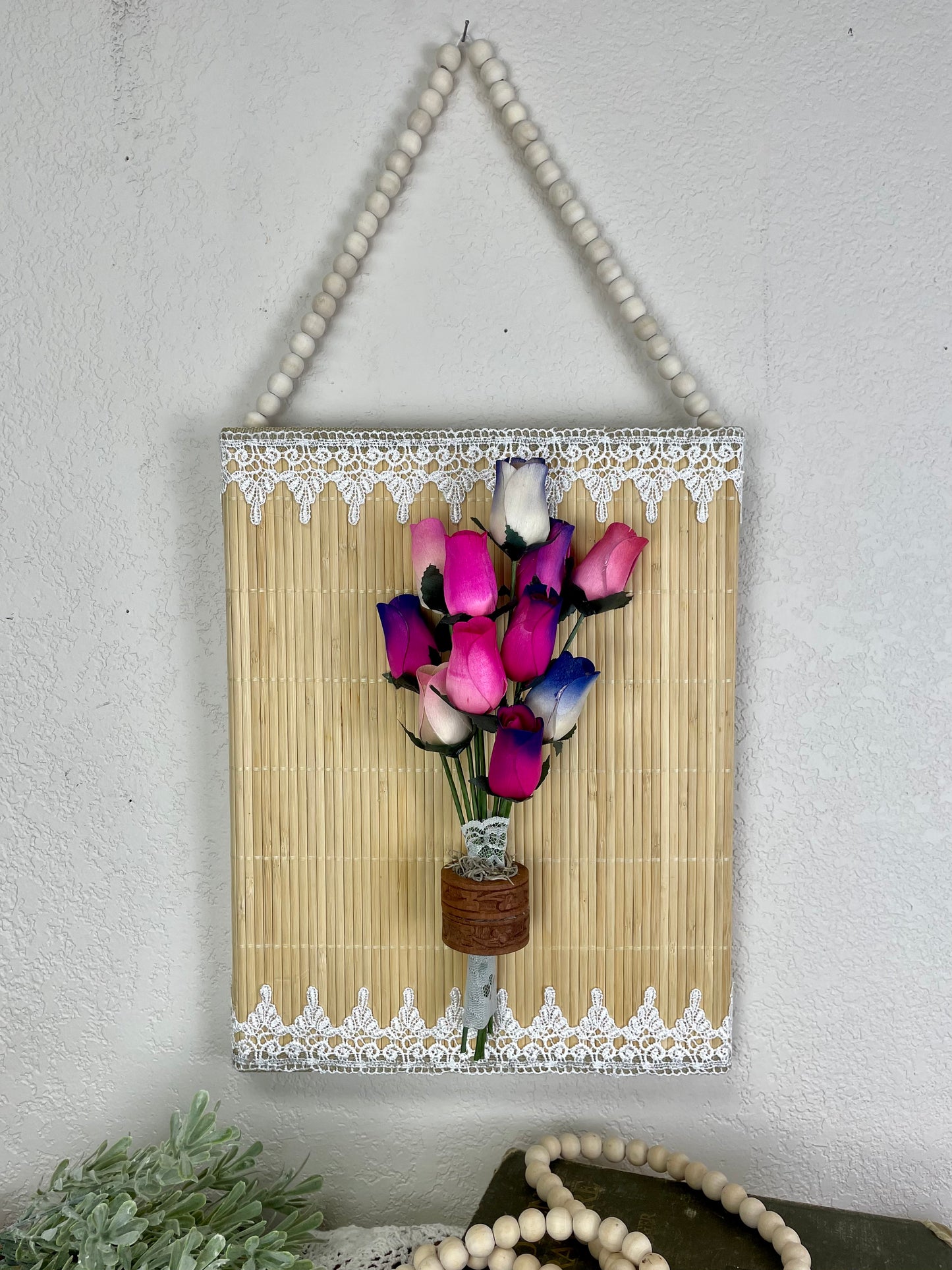 Handmade Wooden Rose Wall Hanging