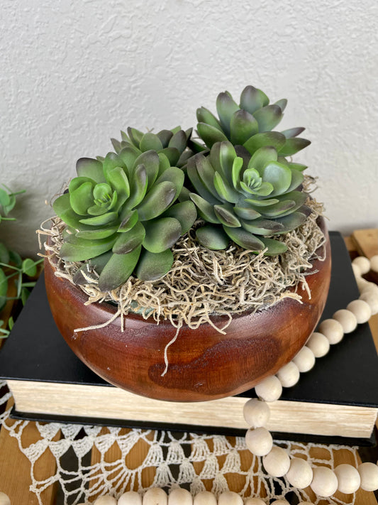 Handmade Faux Succulent Planter Bowl