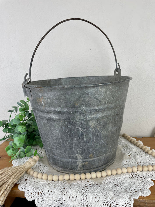 Vintage Galvanized Bucket with Handle