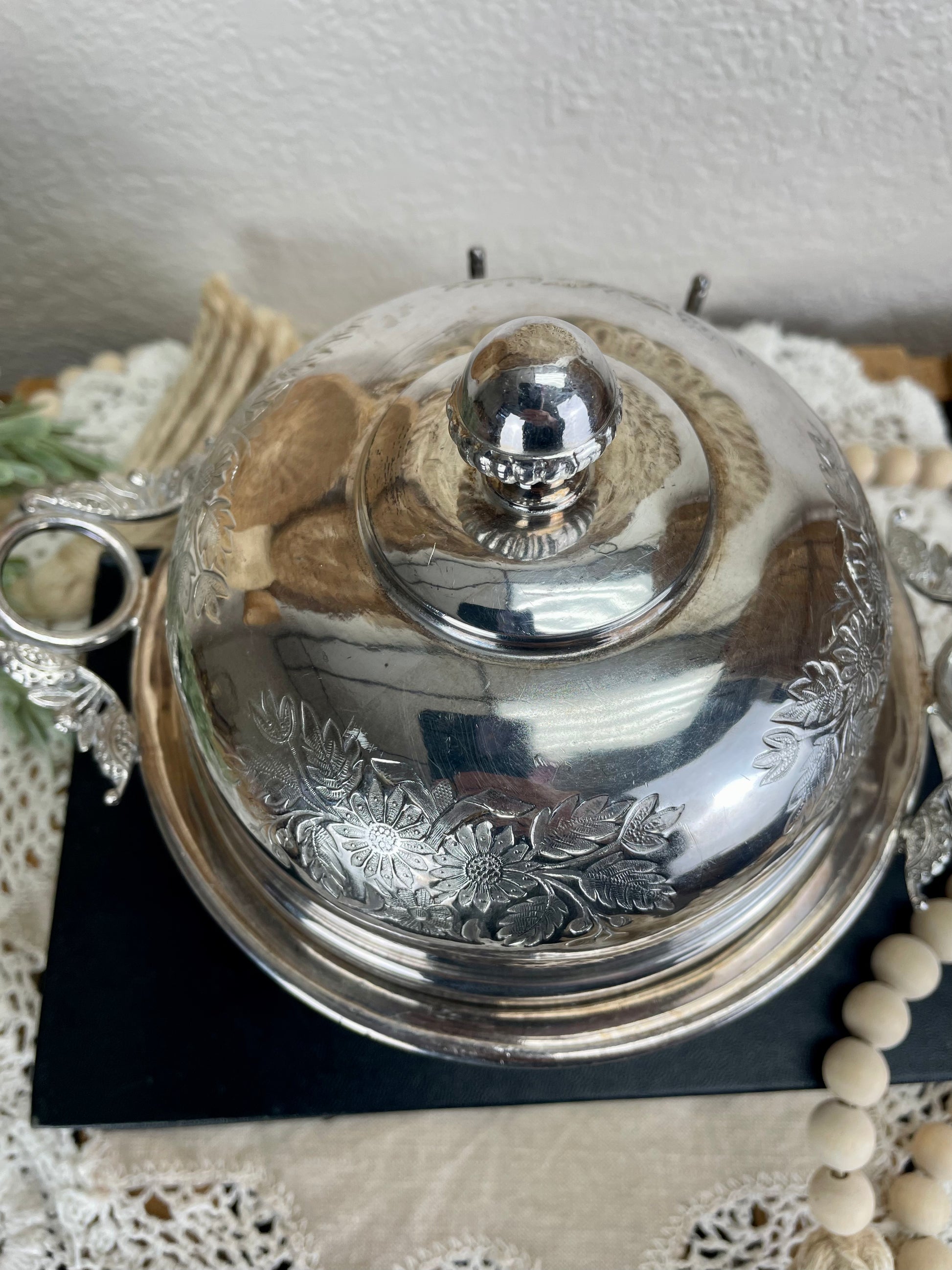 Antique silver clearance domed butter dish