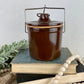 Vintage Brown Cheese Crock with Lid