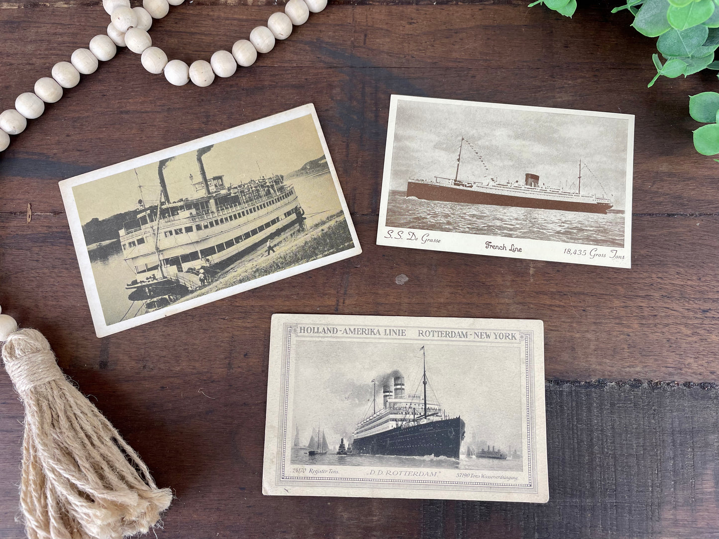 Set of 3 Vintage Ship Postcards