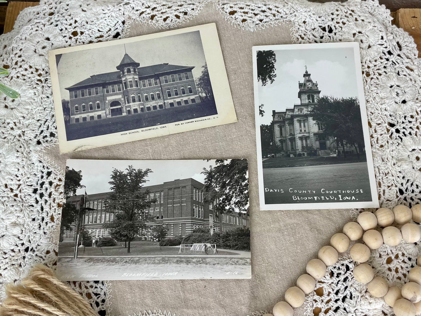 Set of 3 Vintage Postcards from Bloomfield, Iowa