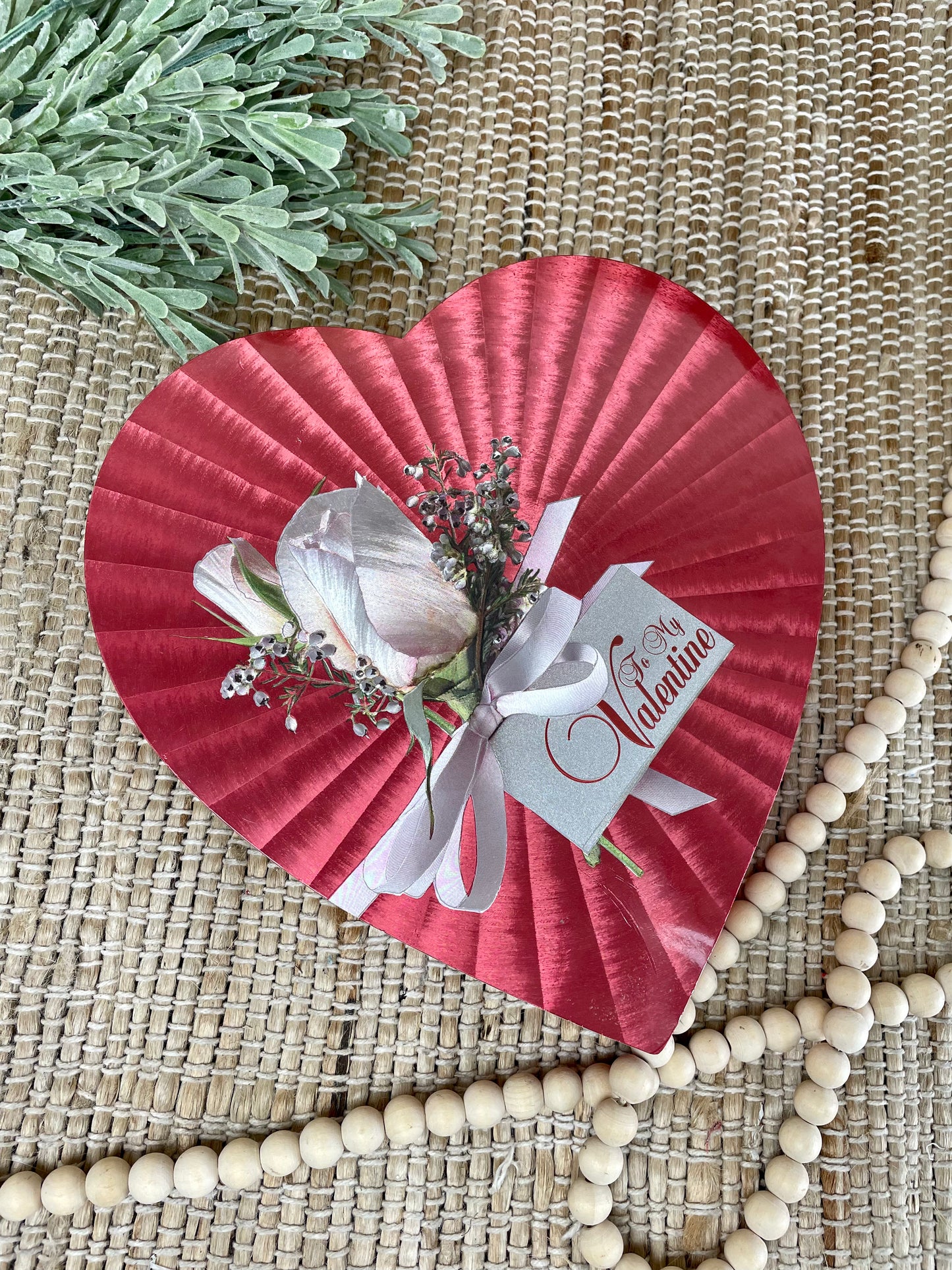 Vintage Valentine Candy Box with White Rose