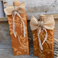 Handmade Reclaimed Wood Orange Pumpkin Set with Bows