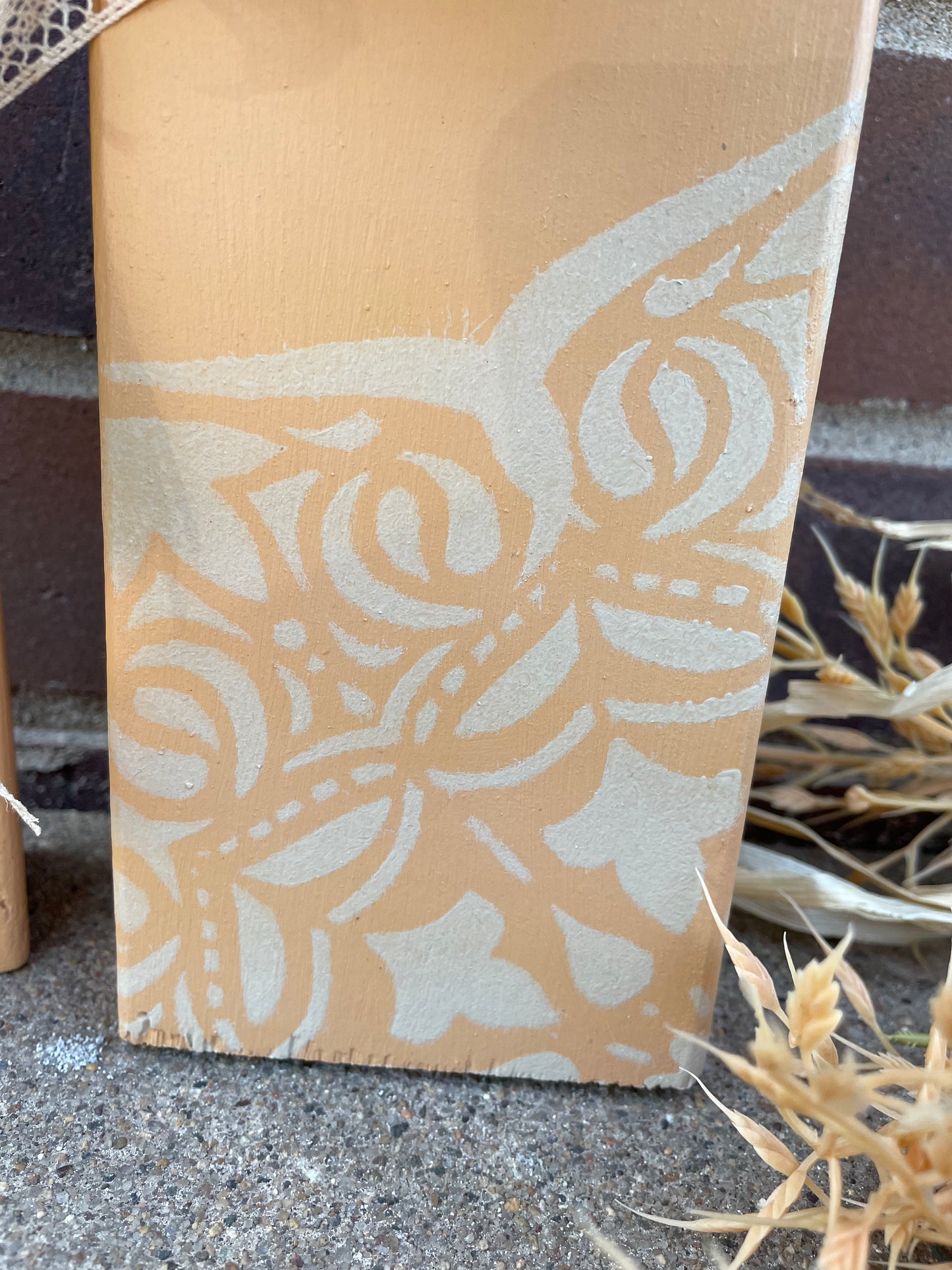 Handmade Reclaimed Light Peach & Beige Boho Pumpkin Set