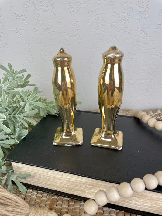 Vintage Ceramic Gold Salt & Pepper Shaker Set