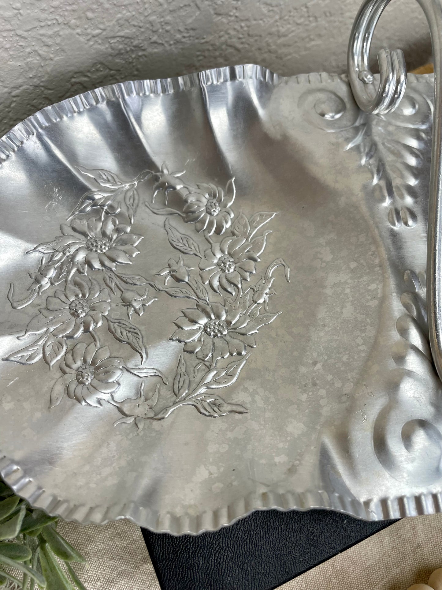 Vintage Mid-Century Hammered Aluminum Tray